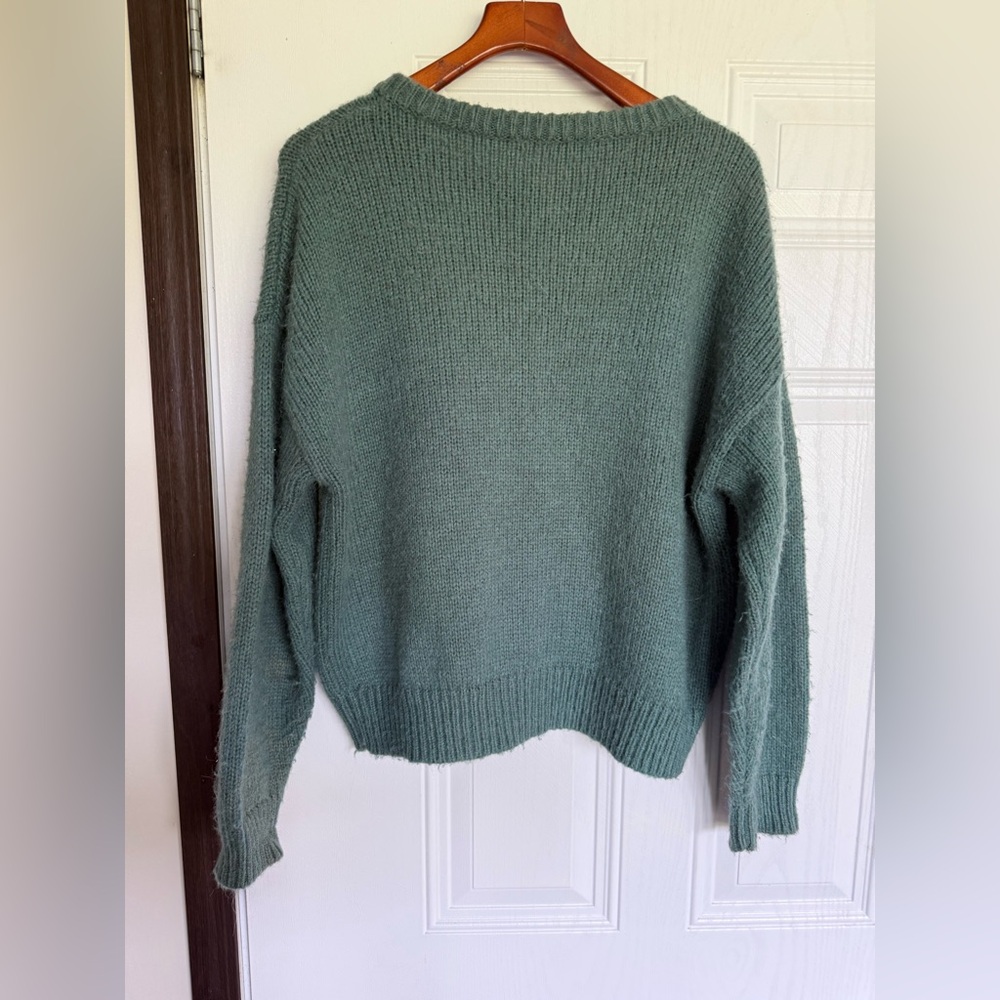 Sundance green floral embroidered button down cardigan sweater - L - Picture 3 of 5